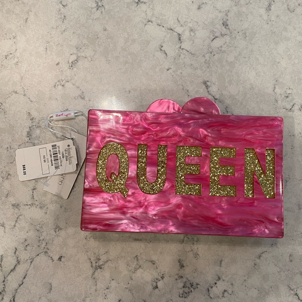 NWT “Drama Queen” Pink Acrylic Clutch